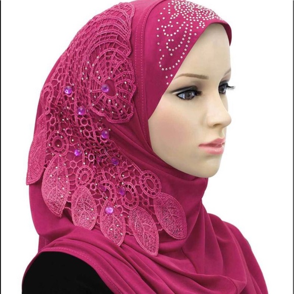Other - NEW Embellished pink hijab